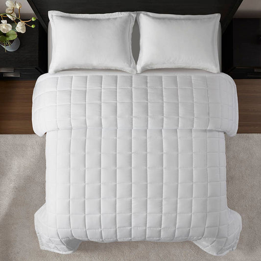 Cloudsoft Microfiber Blanket with Puffy Fiber Fill, White