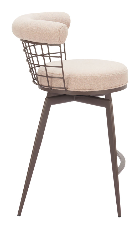 Saku Swivel Counter Stool Beige & Brown