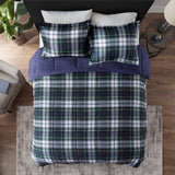 3M Scotchgard Plaid 3-Piece Comforter Set, Dark Green/Blue