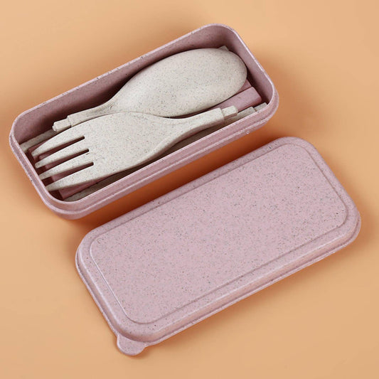 Wheat Straw Travel Cutlery Set with Carry Box