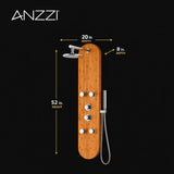 Crane Series 52 in. Full Body Shower Panel with Heavy Rain Shower and Body Jets and Spray Wand in Natural Bamboo