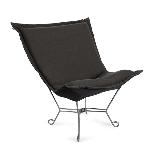 Scroll Puff Chair Sterling Charcoal Titanium Frame