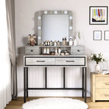 Vanity Desk with Lighted Hollywood Mirror