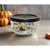 Dura Living Halloween Glass Storage Containers with Lids, 2 Cup Set Set of 6 (3 Containers + 3 Lids)