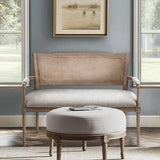 Compact Rattan Banquette Settee, Beige/ Reclaimed Natural