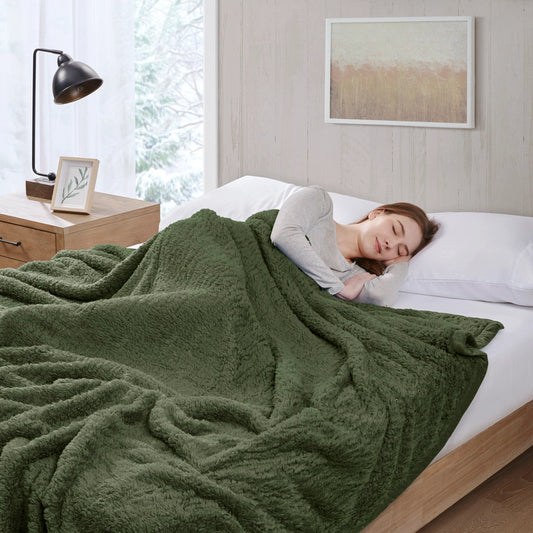 Soft Cozy Winter Cottage Berber Blanket, Green