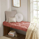 Tufted Chenille Square Floor Pillow Cushion, Dusty Peach