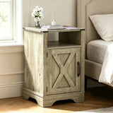 Nightstand with Charging Station Wooden End Table