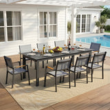 8-Person All-Aluminum Patio Dining Set, Extendable Table