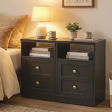 Wholesale Modern Black Nightstand with Door & Open Shelf