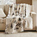 Deer Printed Velvety Shepra Heated Throw