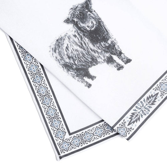 Blue Stallion Bowie Cow Cotton Tea Towel