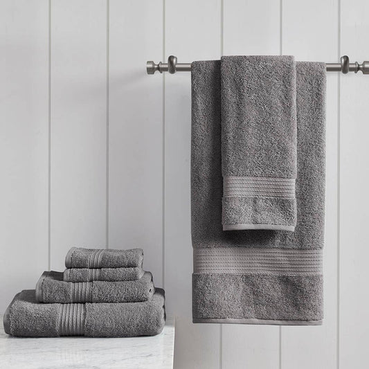 Organic All-Natural 6-Piece Bathroom Towel Set, Grey