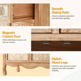 Farmhouse Storage Cabinet with Carved Flowers