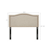Upholstered Bed Headboard with Nailheads Accent, Taupe