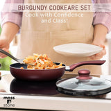 Moss & Stone 6-Piece Nonstick Cookware Set Burgundy