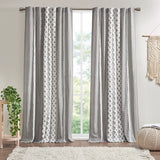 Cotton Printed Curtain Panel Chenille Stripe Lining, Gray