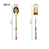 Vintage Gold Stainless Steel Spoon Fork Set