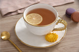 White Porcelain Teacup & Saucer with Silver Rim