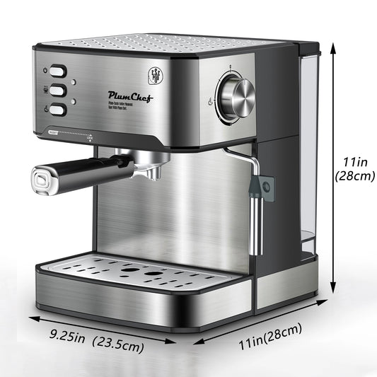 PlumChef Espresso Machine 20 Bar Professional Compact Homehold Coffee Espresso Maker,Low Noise and Fast Coffee Machine for Latte Cappuccino, with Milk Frother Steam Wand 54oz Water Tank