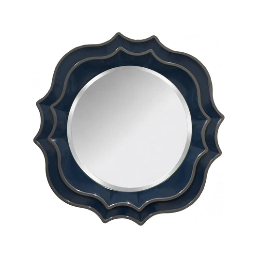 Ethan Round Scalloped Mirror Navy