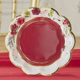 Burgundy Blush Floral Paper Plates Set of 16