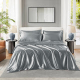 Luxury Satin 6-Piece Sheet Set, Dark Grey