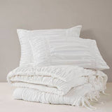 Ruched Design Delicate Bow Ties Comforter Set, White
