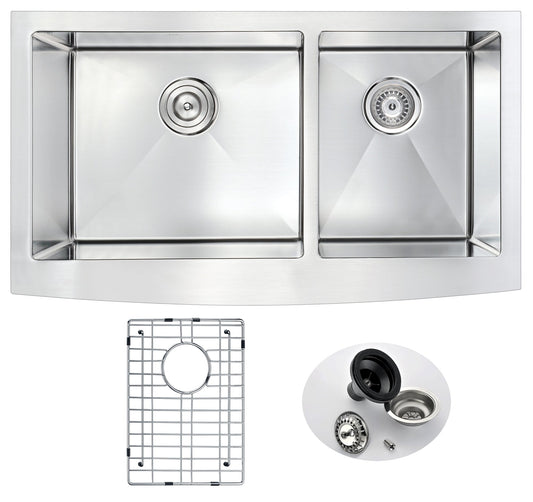 Elysian Farmhouse Stainless Steel 32 in. 0-Hole Single Bowl Kitchen Sink