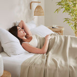 Diamond Jacquard Soft Bamboo Cotton Blanket, Khaki