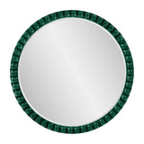 Varsha Round Oversized Beaded Mirror in Glossy Hunter Green