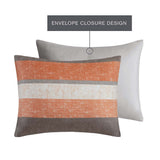 Stripe Modern Comforter Set with Bed Sheets, Coral/Grey