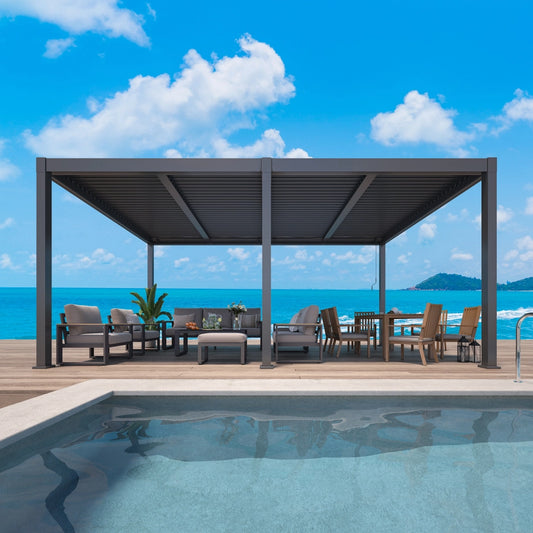 12'x20' Adjustable Louvered Pergola For Patio, Aluminum