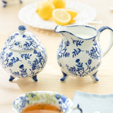 Grace Teaware Blue Botanical Sugar & Creamer Set