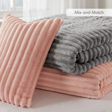 300GSM Fluffy Ribbed Plush Comforter Set,Pink