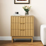 3 Drawer Dresser, Modern Chest of Drawers with Fluted Panel