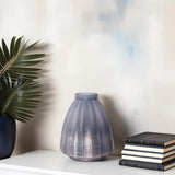 Cool Ice Blue Ribbed Vessel- Short