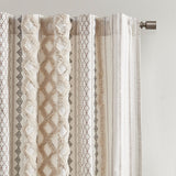 Geo Print Chenille Light Filtering Window Curtain, Ivory