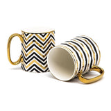 Kook Fez Black Gold Coffee Mugs Set of 2, 14.8 oz
