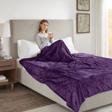 Heated Microlight Plush Electric Bedding Blanket, Purple