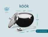 Kook Large Stainless Steel Sugar Bowl, Lid & Spoon