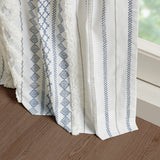 Cotton Printed Curtain Panel 50x108", White/Navy