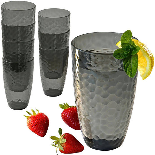 23 oz Smoke Gray Hammered Acrylic Cups Set of 8