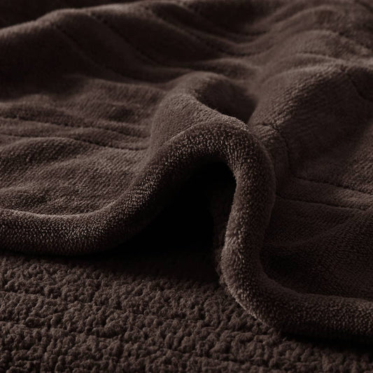 Heated Plush and Berber Electric Bedding Blanket, Brown