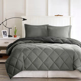 3M Scotchgard 3-Piece Reversible Comforter Set, Grey/Black