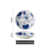 Japanese Cat Pattern Ceramic Dish Plate for Dining