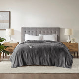 Heated Plush Electric Bedding Blanket, Dark Grey