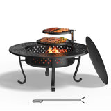 43'' Fire Pit with 2 Grills, Outdoor Wood Burning Fireplace