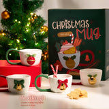 Kook Christmas Ceramic Mugs with Gold Design, 10 oz