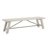 French Country White Wood Dining Bench Seats 3 *